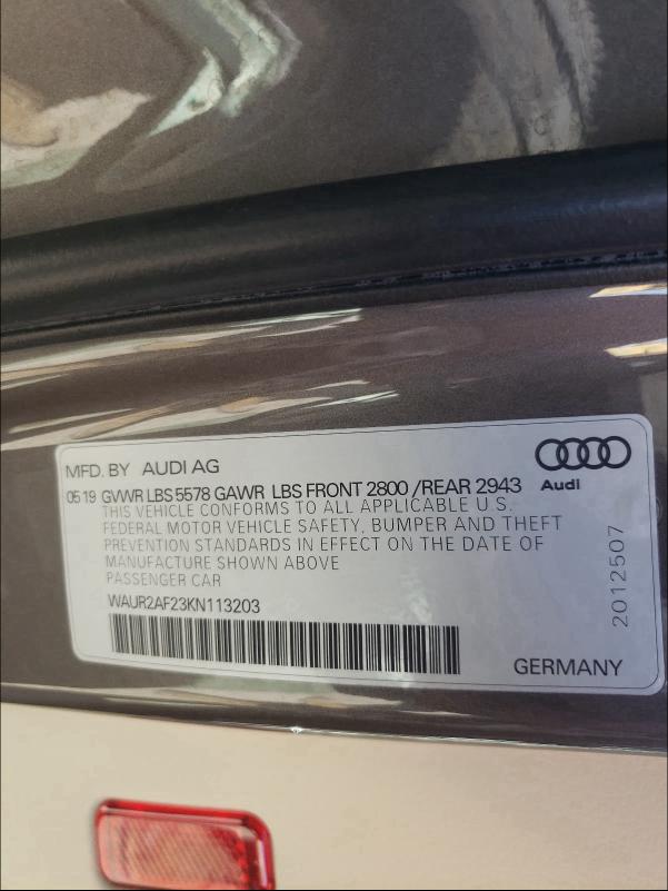 2019 AUDI A7 PREMIUM WAUR2AF23KN113203