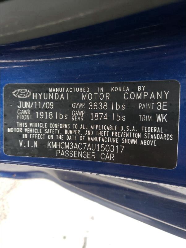 2010 HYUNDAI ACCENT BLU KMHCM3AC7AU150317