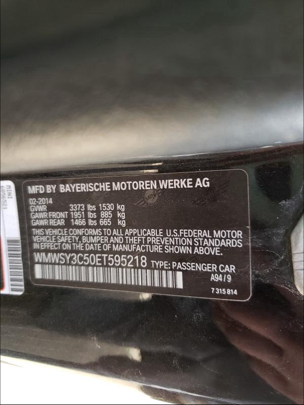 2014 MINI COOPER ROA WMWSY3C50ET595218