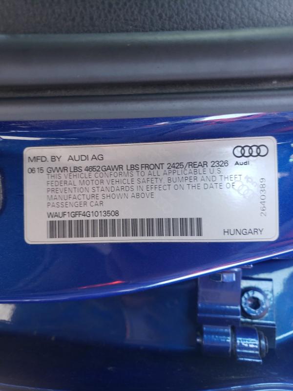 2016 AUDI S3 PRESTIG WAUF1GFF4G1013508