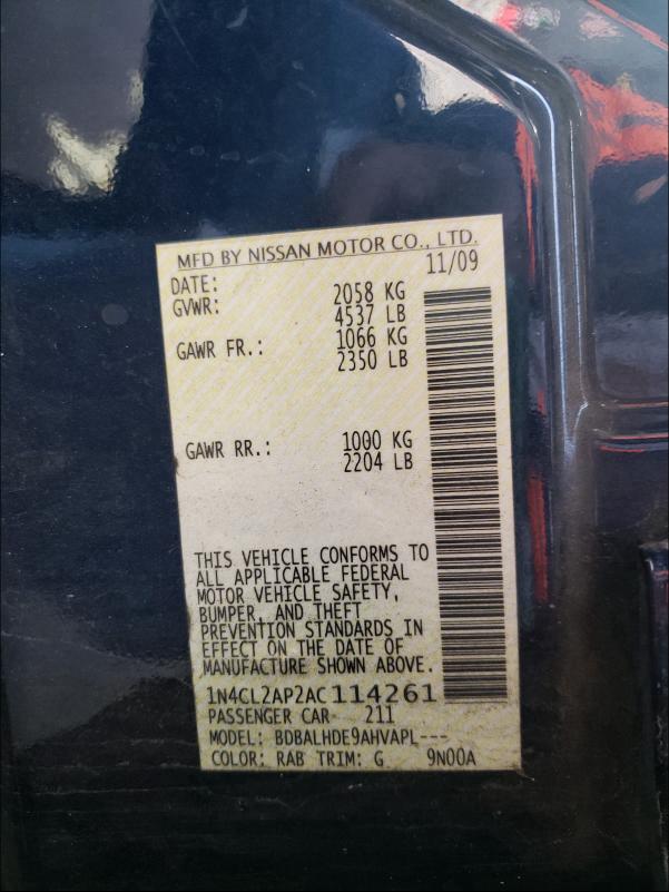 2010 NISSAN ALTIMA HYB 1N4CL2AP2AC114261