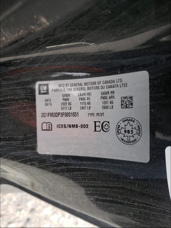 2015 CHEVROLET CAMARO ZL1 2G1FM3DP3F9801651