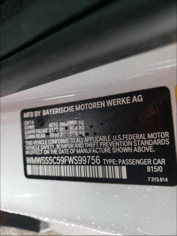 2015 MINI COOPER S P WMWSS5C59FWS99756