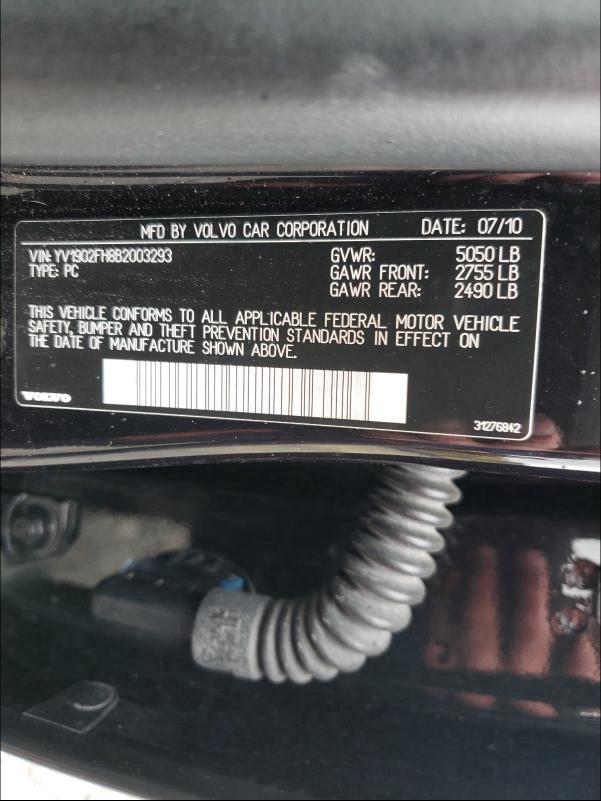 2011 VOLVO S60 T6 YV1902FH8B2003293