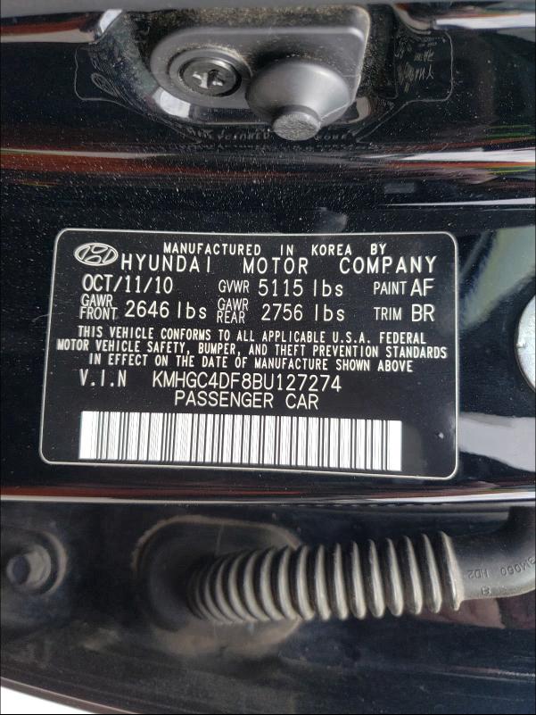 2011 HYUNDAI GENESIS 4. KMHGC4DF8BU127274