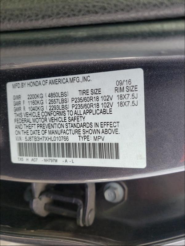 2017 ACURA RDX ADVANC 5J8TB3H7XHL010766