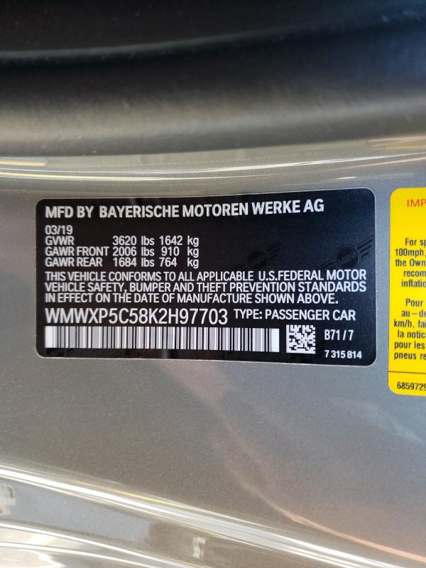 2019 MINI COOPER WMWXP5C58K2H97703