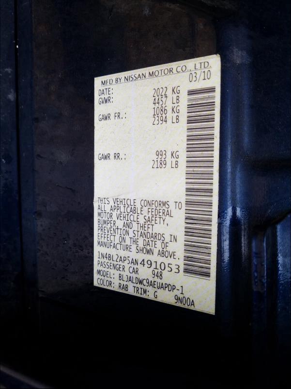 2010 NISSAN ALTIMA SR 1N4BL2AP5AN491053
