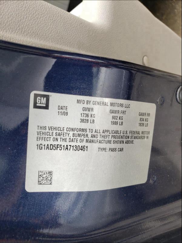 2010 CHEVROLET COBALT 1LT 1G1AD5F51A7130461