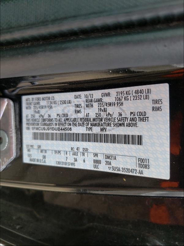 2013 FORD ESCAPE TIT 1FMCU9J91DUB44508