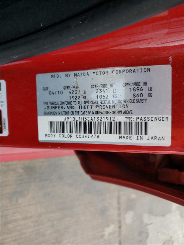 2010 MAZDA SPEED 3 JM1BL1H32A1321912