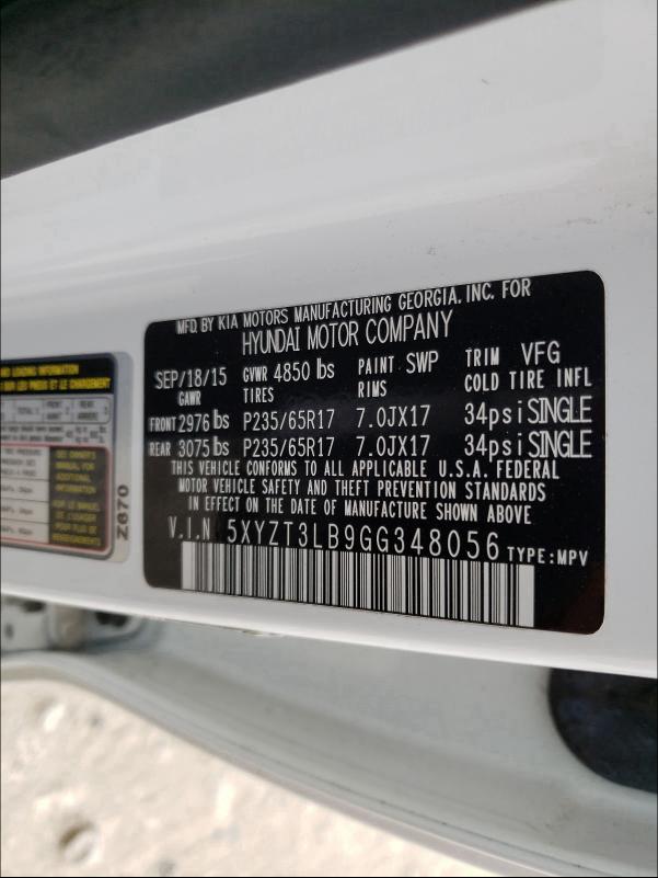 2016 HYUNDAI SANTA FE 4 5XYZT3LB9GG348056