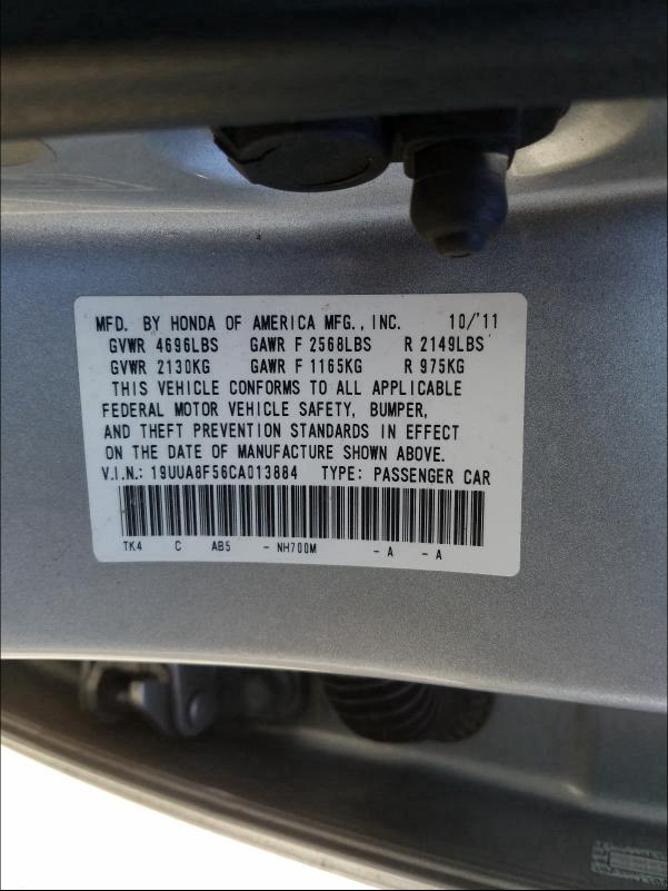 2012 ACURA TL 19UUA8F56CA013884