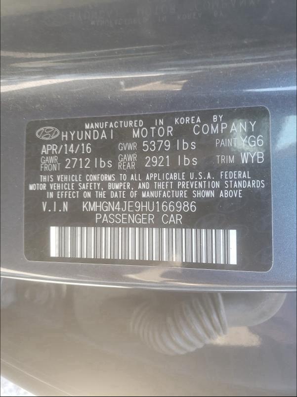 2017 GENESIS G80 BASE KMHGN4JE9HU166986