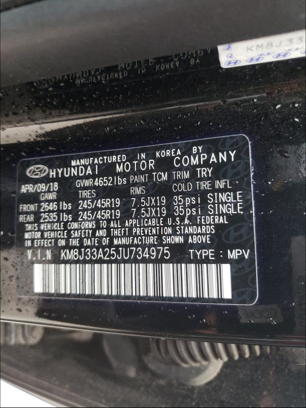 2018 HYUNDAI TUCSON VAL KM8J33A25JU734975