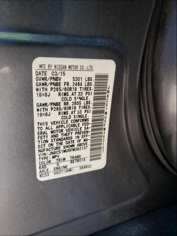 2015 INFINITI QX70 JN8CS1MU5FM382137