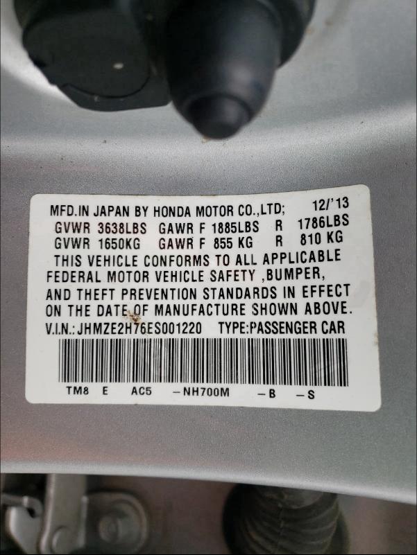 2014 HONDA INSIGHT EX JHMZE2H76ES001220