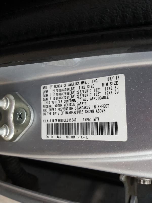 2013 HONDA CROSSTOUR 5J6TF3H30DL005340
