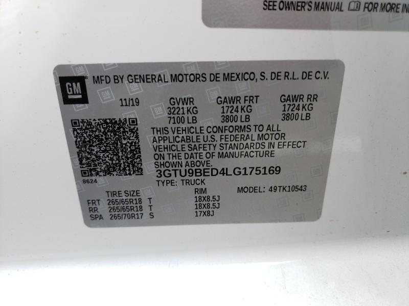 2020 GMC SIERRA SLE 3GTU9BED4LG175169