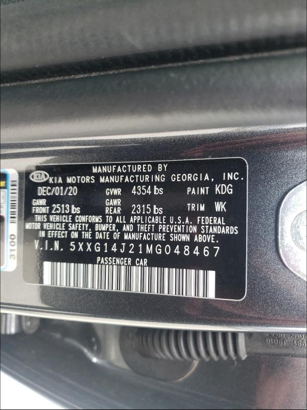 2021 KIA K5 LXS 5XXG14J21MG048467