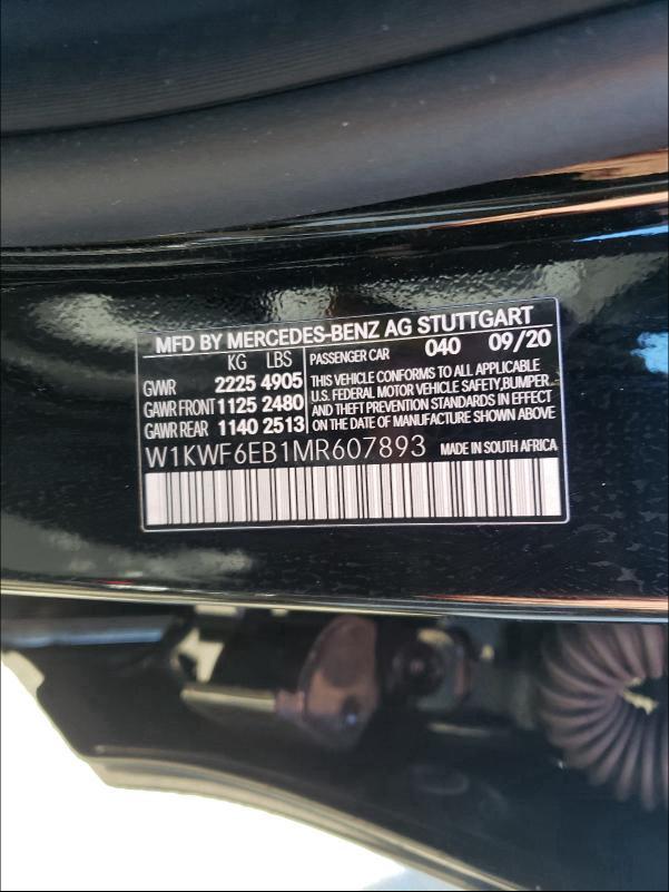 2021 MERCEDES-BENZ C 43 AMG W1KWF6EB1MR607893