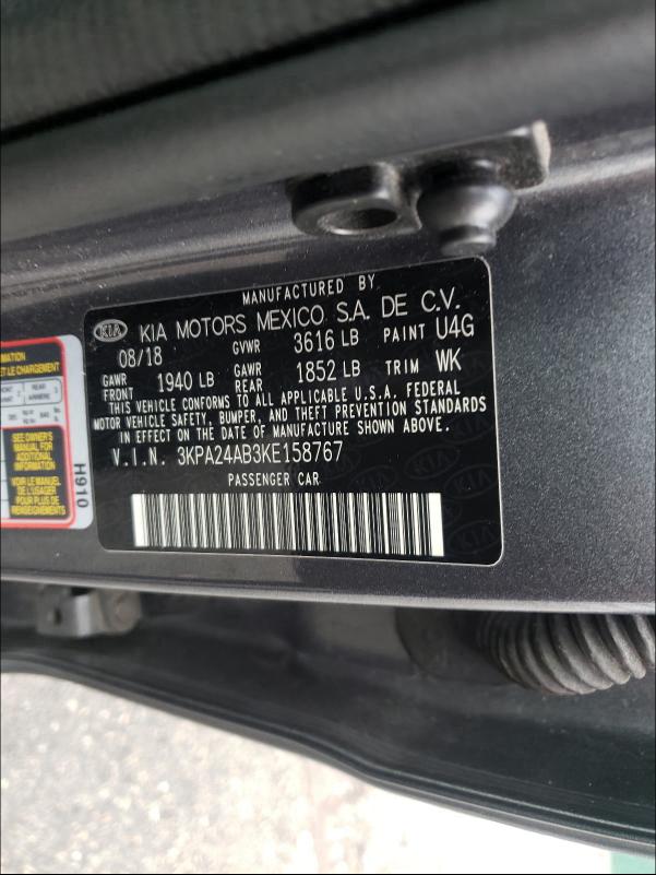 2019 KIA RIO S 3KPA24AB3KE158767
