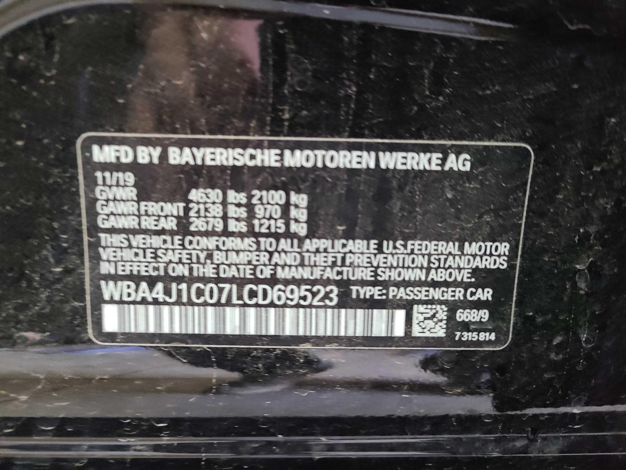 2020 BMW 430I GRAN WBA4J1C07LCD69523