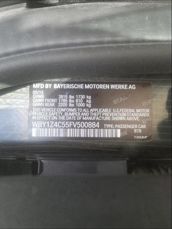 2015 BMW I3 REX WBY1Z4C55FV500884