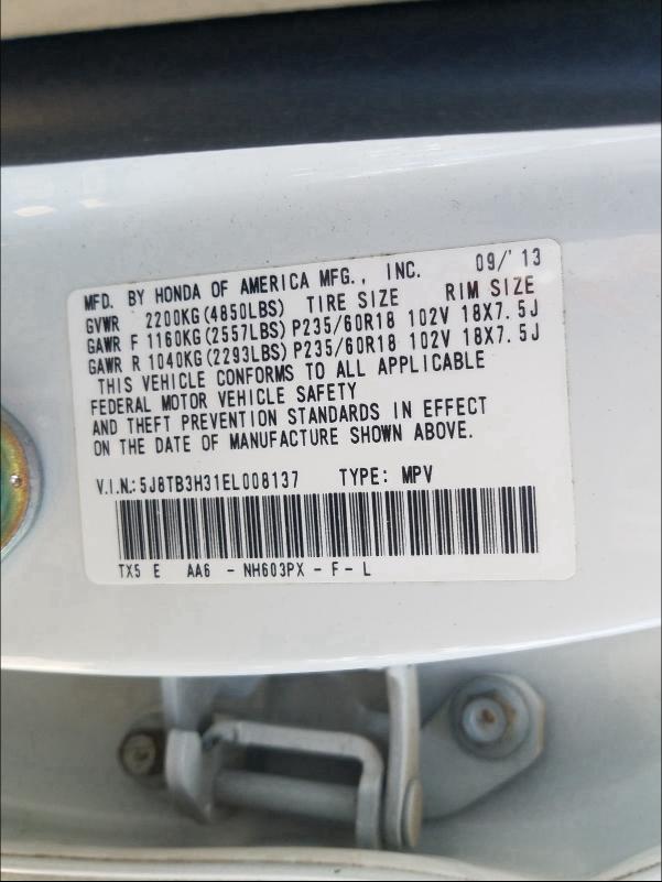 2014 ACURA RDX 5J8TB3H31EL008137