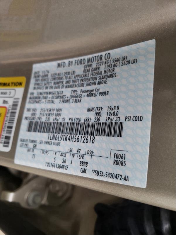 2017 LINCOLN CONTINENTA 1LN6L9TK4H5612618
