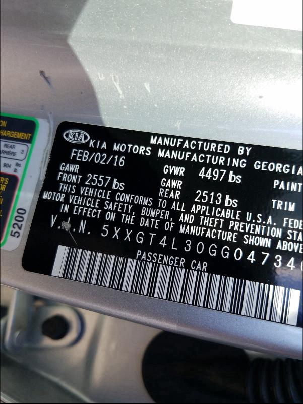 2016 KIA OPTIMA LX 5XXGT4L30GG047346