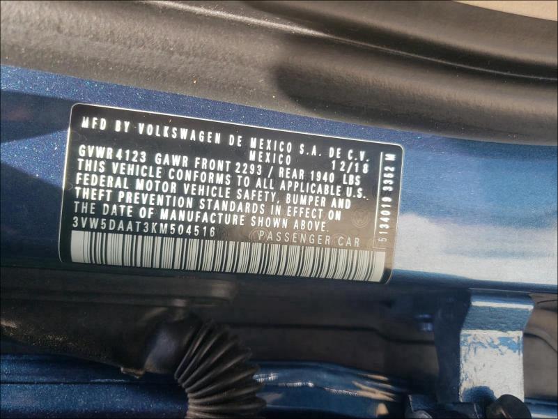 2019 VOLKSWAGEN BEETLE S 3VW5DAAT3KM504516