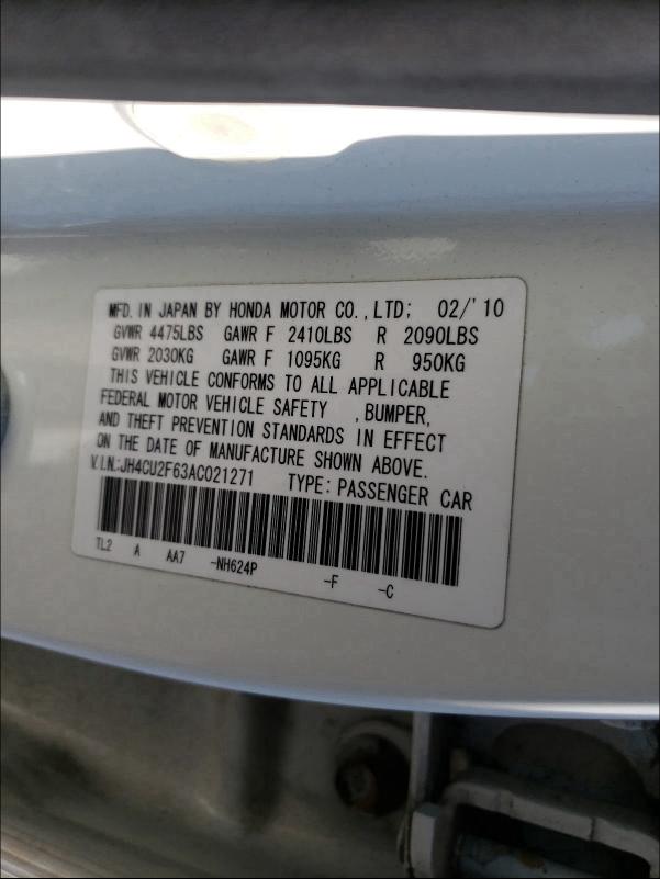2010 ACURA TSX JH4CU2F63AC021271