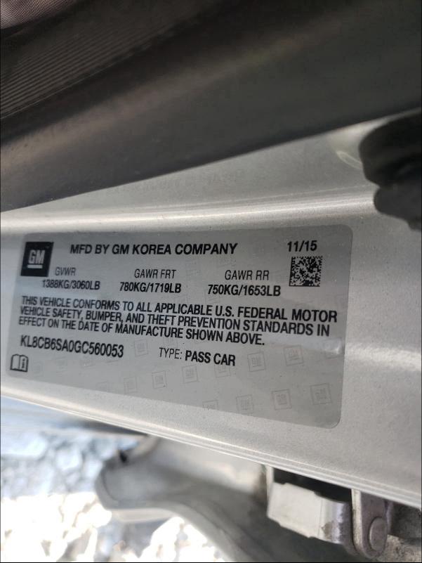 2016 CHEVROLET SPARK LS KL8CB6SA0GC560053