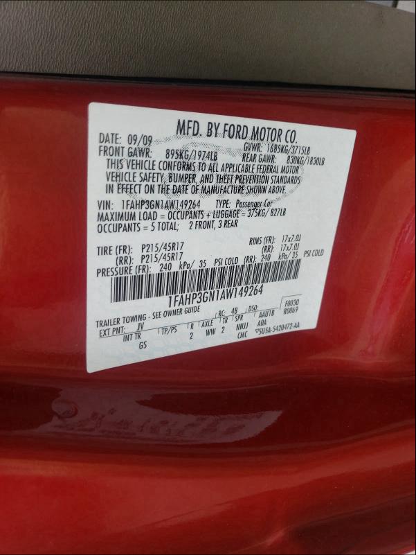 2010 FORD FOCUS SES 1FAHP3GN1AW149264