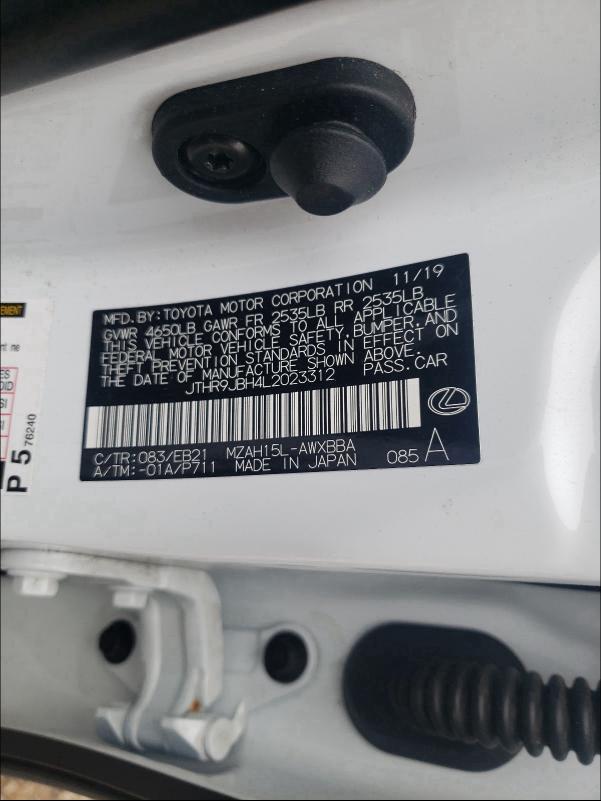 2020 LEXUS UX 250H JTHR9JBH4L2023312