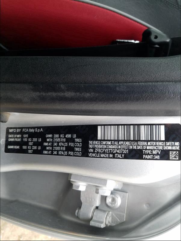 2016 FIAT 500X TREKK ZFBCFYET7GP407301