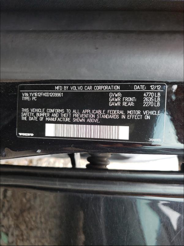 2013 VOLVO S60 T5 YV1612FH0D1209961