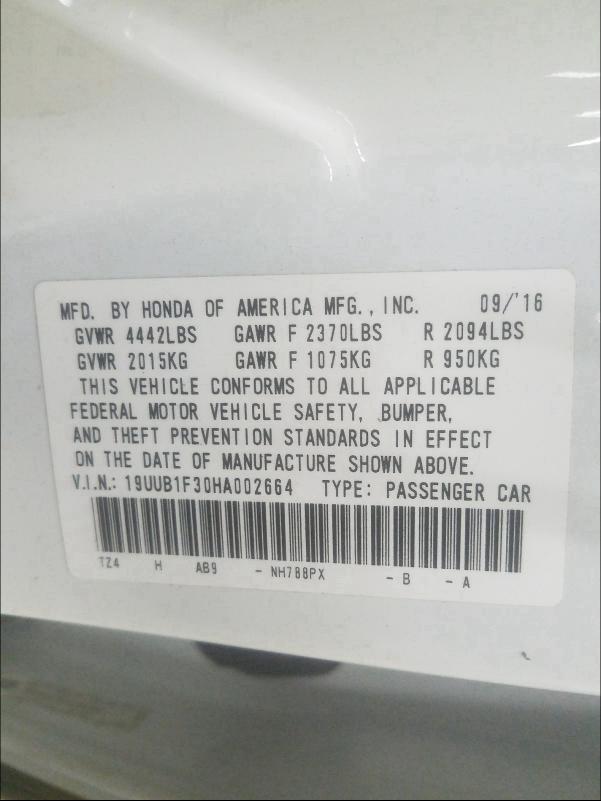 2017 ACURA TLX 19UUB1F30HA002664
