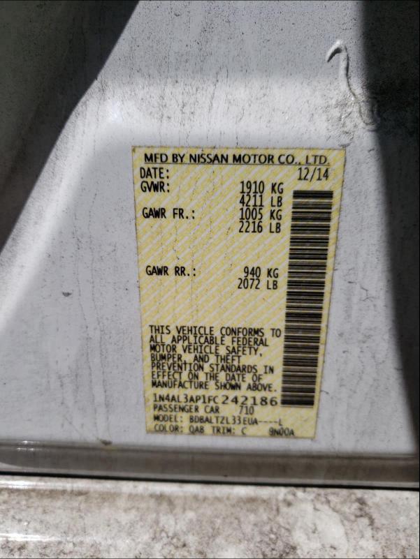 2015 NISSAN ALTIMA 2.5 1N4AL3AP1FC242186