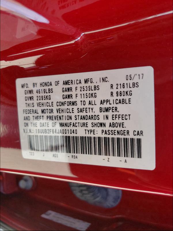 2018 ACURA TLX TECH+A 19UUB2F64JA001040