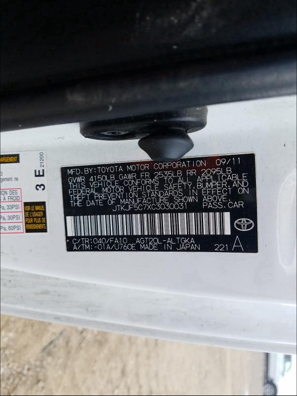 2012 TOYOTA SCION JTKJF5C7XC3030031