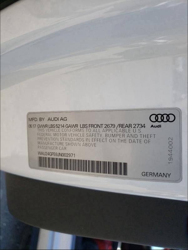 2018 AUDI S5 PRESTIG WAU24GF59JN002971