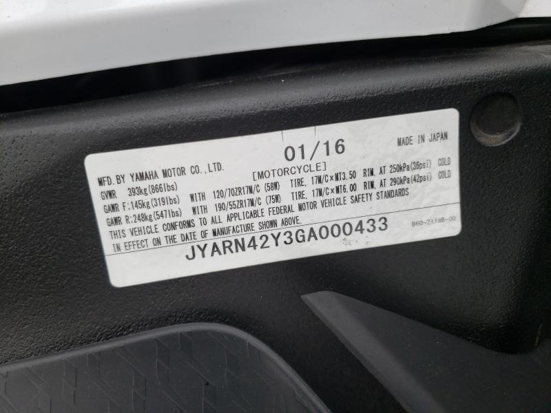 2016 YAMAHA YZFR1S C JYARN42Y3GA000433