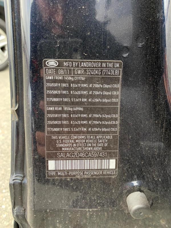 2012 LAND ROVER LR4 HSE SALAG2D46CA597431