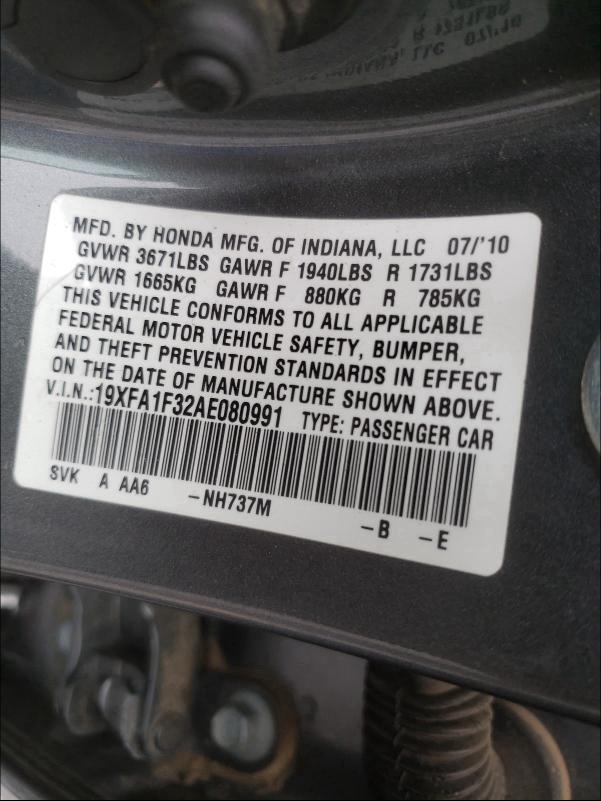 2010 HONDA CIVIC VP 19XFA1F32AE080991