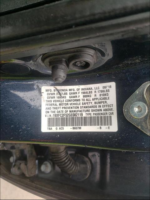 2016 HONDA CIVIC LX 19XFC2F52GE082119