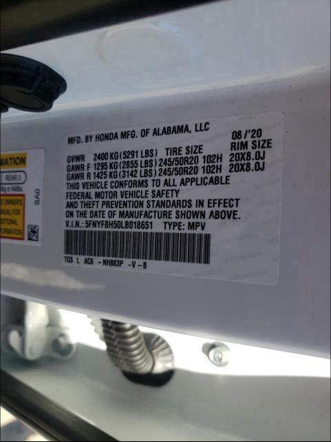 2020 HONDA PASSPORT E 5FNYF8H50LB018651