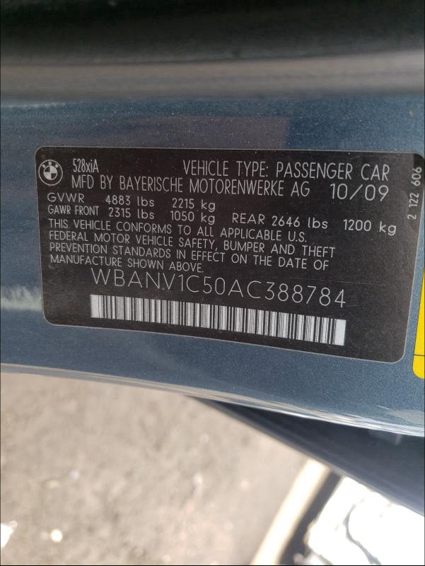 2010 BMW 528XI WBANV1C50AC388784
