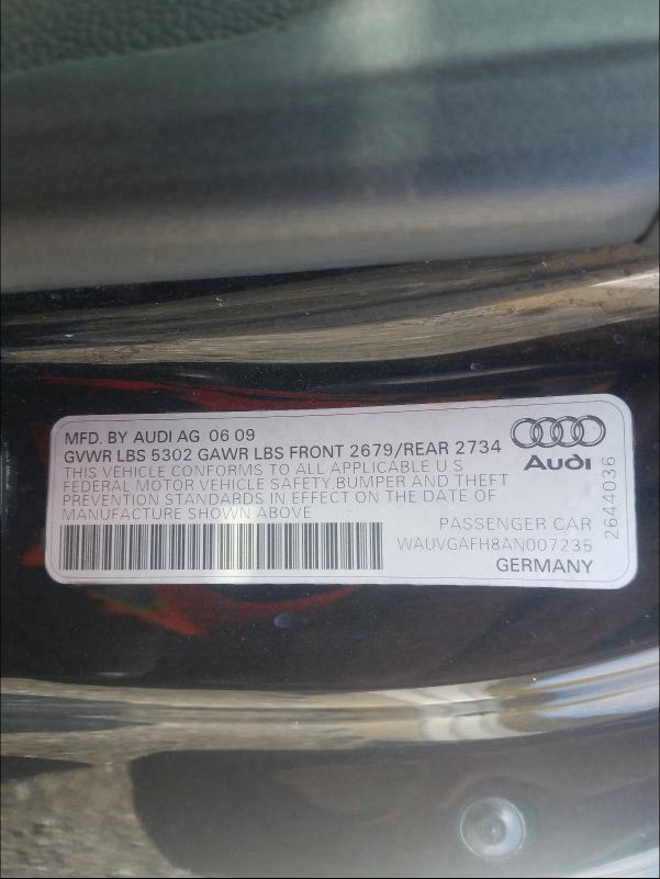 2010 AUDI S5 PRESTIG WAUVGAFH8AN007235